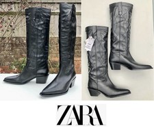 ?ZARA?Knee High Cowboy Boots Real Leather 8/42 £119