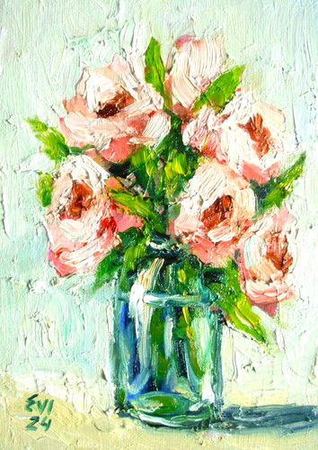 Peonies vase original oil - in,