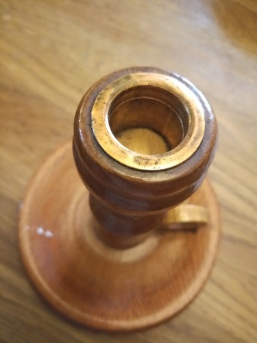 Vintage wood candle - wood, holder