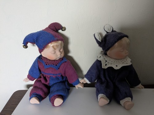 Pair porcelain baby dolls - baby,