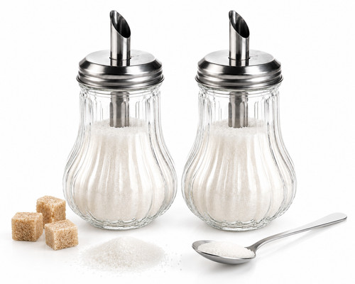 2pc glass sugar dispenser - glass,