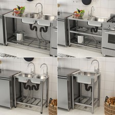 Stainless Steel Commercial Kitchen Catering Sinks Sliding Door Cabinet Cupboards