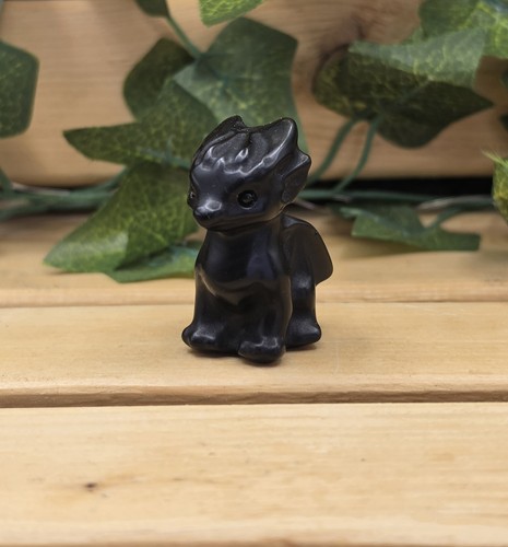 Black obsidian dragon crystal - obsidian,