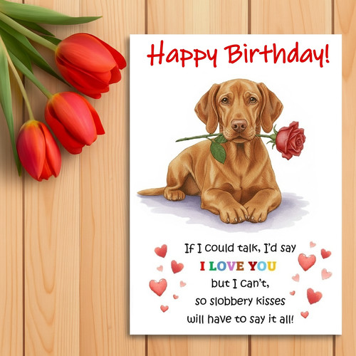 Vizsla dog birthday card from - card,