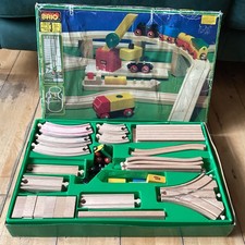 Vintage BRIO 33143 Wooden Train Truck Crane & Freight Set Made In Sweden Boxed
