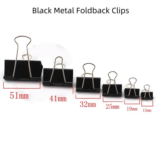 Black metal foldback clips - black,