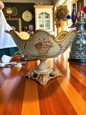 Vintage Italian Metal Handpainted Large Centrepiece Fruit Bowl