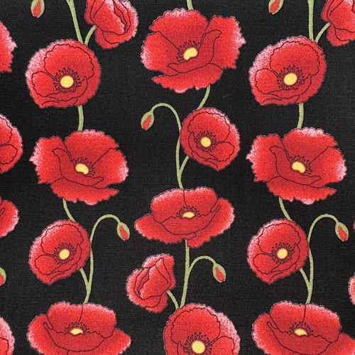 Cotton fabric red poppy - fabric,