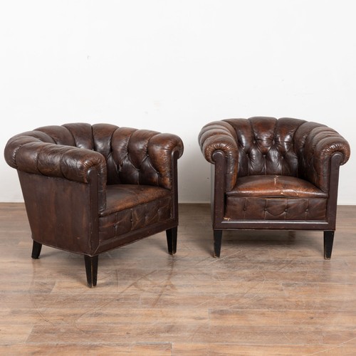 Pair vintage brown leather - pair,
