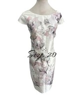 Jacques Vert White Pink Grey Shift Shantung  Dress Size 20 Ec  Away 2.9
