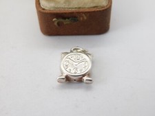 Sterling Silver Alarm Clock Charm Pendant Vintage c1970