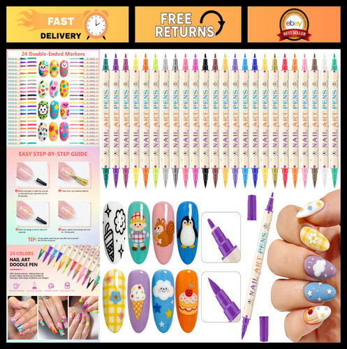 Colors nail art pens set - art,