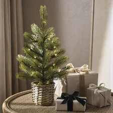 The White Company Pre-Lit Christmas Tree 1.5ft Artificial Indoor Wicker Basket
