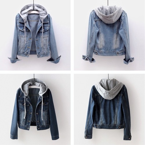 Lady denim jacket coat hooded - lady,