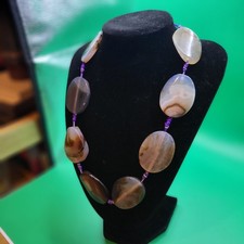 Stunning Agate Semi Precious Gemstone 19" Neclace Large Stones Heavy