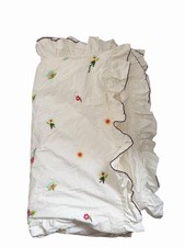 Urban Outfitters Duvet Cover King White Embroidered Floral Alice Frill Trim