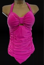 vintage 50s retro one piece Monroe style swimsuit BNWT rockabilly Sz S Hot Pink