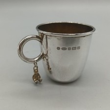 Teddy Bear Baby Christening Cup/Mug Robert Carr ~ 925 Silver English Hallmarks