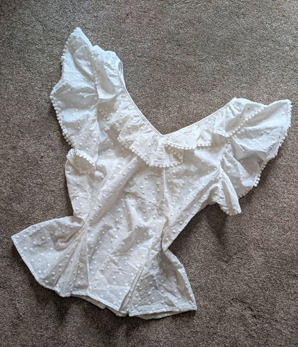Cotton embroidered frill - embroidered,