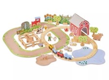 Wooden Train Set 65 Piece Railway Design Their Own Tracks Learning Play Toy 2+