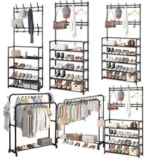 Heavy Metal Double Rail Clothes Garment Hanging Rack Shelf Display Stand UK