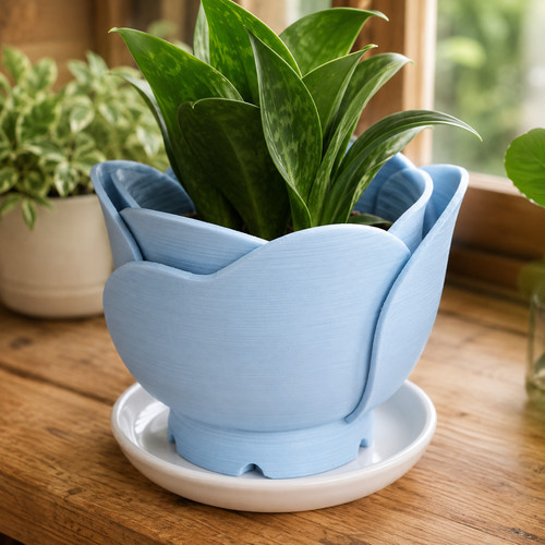 Printed rose flower pot - printed,
