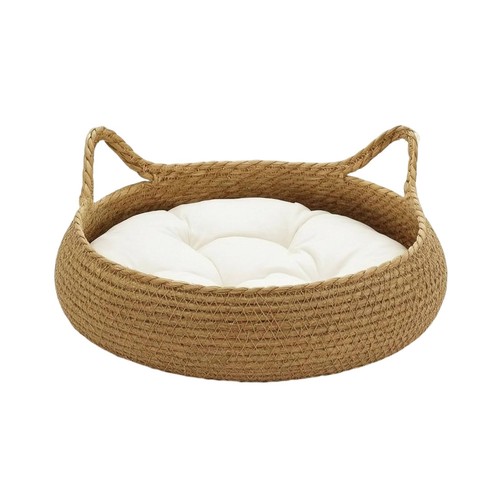 Woven cat bed with cushion - woven,