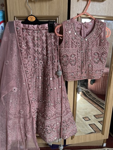 Girls pink embellished lehenga - pink,