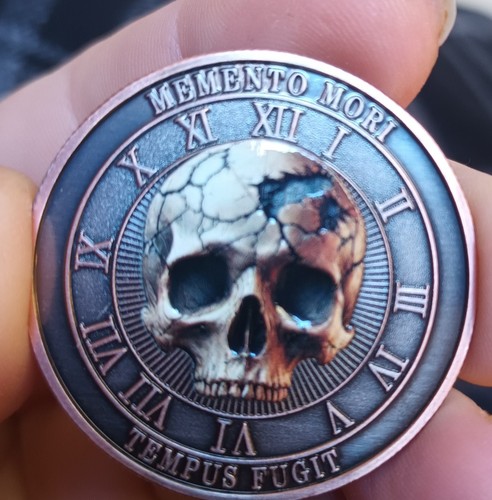 Gothic time disk skull coin - time,