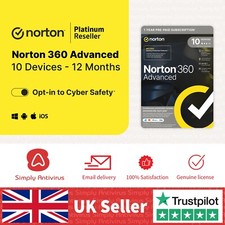 Norton 360 Advanced Antivirus + VPN 2025 10 Devices 5-Minute Delivery by Email
