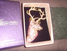 Deer Brooch - Pink Gem Bedazzled Brooch