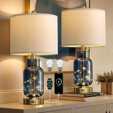 22" Glass Table Lamps Set of