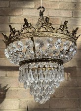 Vintage hanging brass tiered - &,