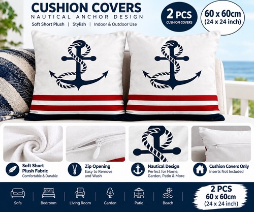 2pcs 60x60cm nautical - 60x60cm,