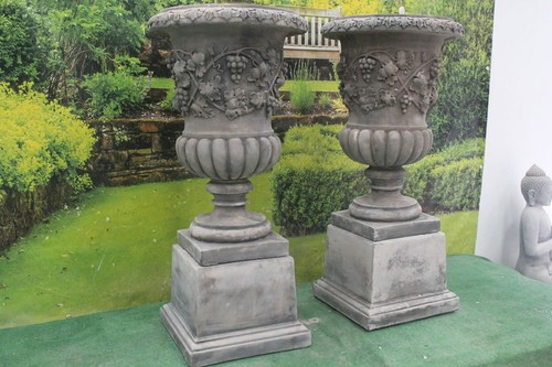 Single stone vine urn - stone, on