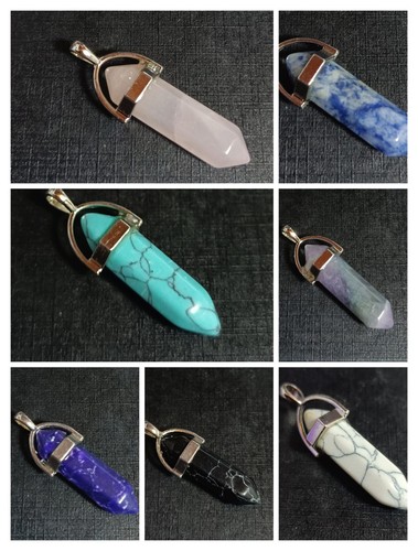 Crystal point pendant - crystal, cord