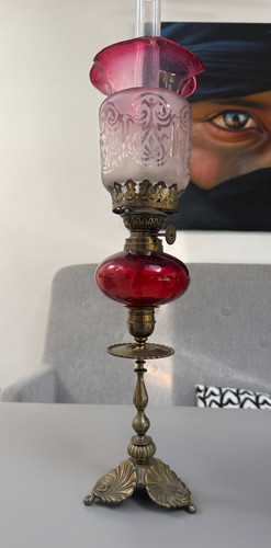 Antique small cranberry oil - antique,