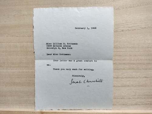 Sarah churchill signed letter - signed,
