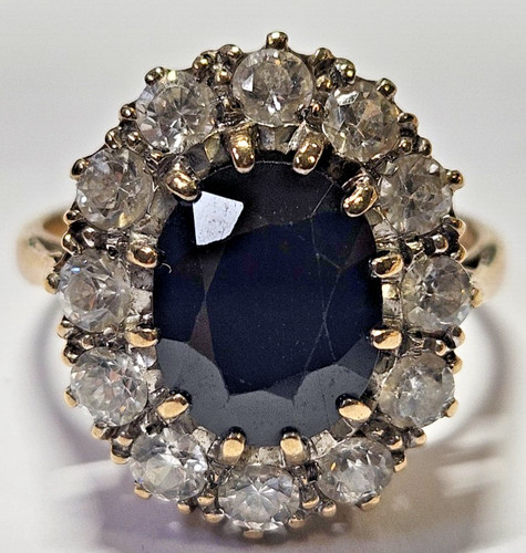 9ct yellow gold blue - stone, and