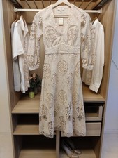 BNWT MAJE EUR 36 UK 8 NUDE DRESS MIDI CROCHET GUIPURE WEDDING OCCASION RRP £315