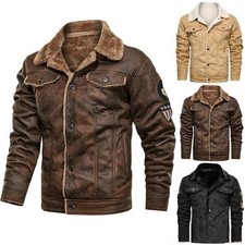 Winter men's fur-lined leather jacket, warm coat, denim jacket, thick lining