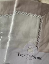 YVES DELORME WALTON NUAGE BLANC SATIN PAIR OF EURO PILLOWCASES LUXURY