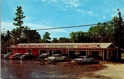 Postcard red barn restaurant - red,