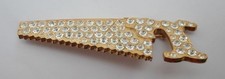BN Vintage 1980's Gold Metal, Diamanté Stone-Set, Oversized Saw Brooch Deadstock