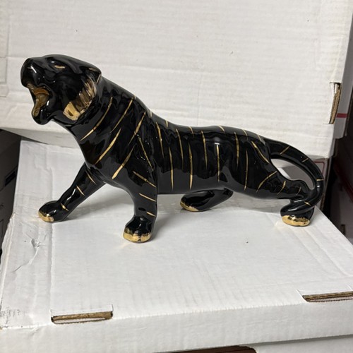 Ceramic tiger figurine black - ceramic,