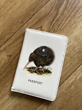 White Passport Cover Bird Design Credit Card And ID Holder Faux Leather