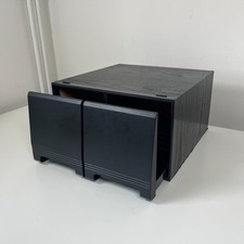 Wooden CD Storage Box Black Case - CD / DVD Organiser - Two Drawers