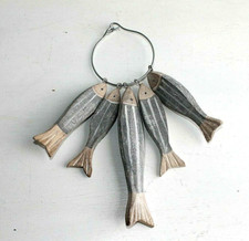 Wall Hanging Wooden Fish  Nautical Coastal Home Decor 