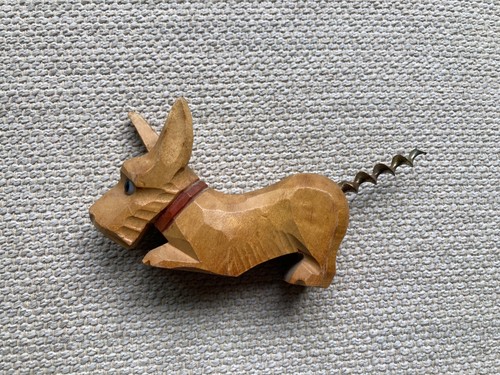 Vintage wooden dog corkscrew - wooden,