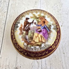 Vintage Limoges Trinket Pot - Fragonard Painting